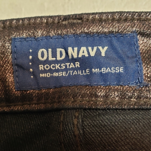Old Navy Women's Rockstar Mid Rise Skinny Black Brown Copper Metalic Size 6 - Picture 5 of 14